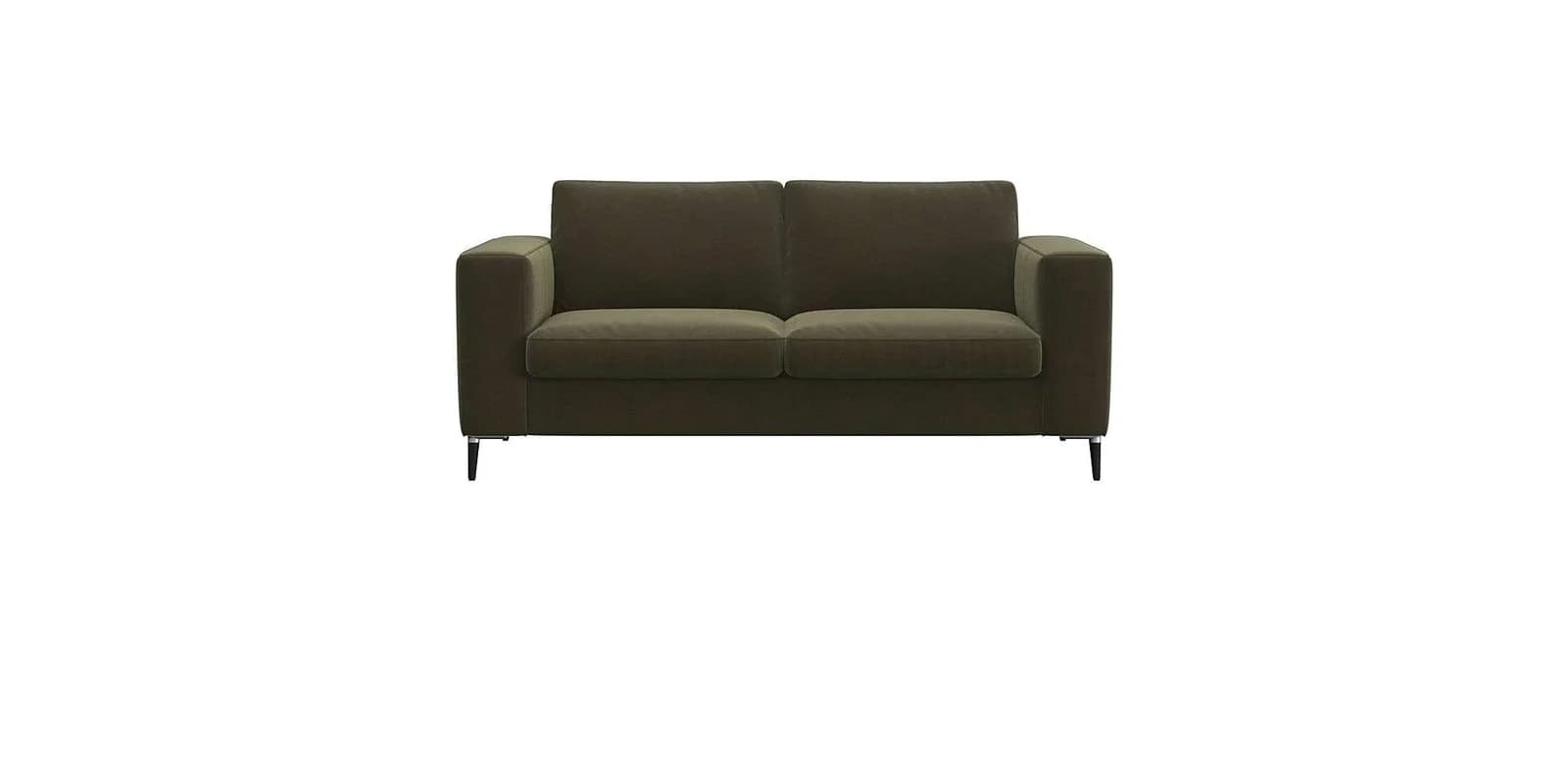 FLEXLUX Fiore 2-Sitzer Sofa Grün Velvet mit Aluminiumfüßen