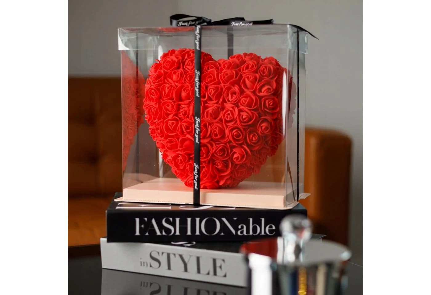 AMORE MIO Dekoobjekt Rosenherz 25 cm Rot Geschenkbox