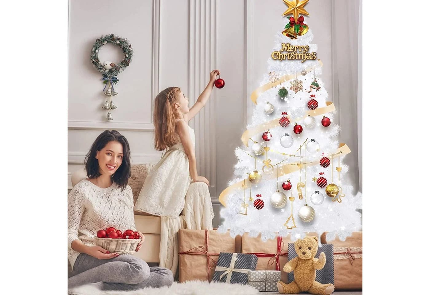 LALAHO Künstlicher Weihnachtsbaum 150 cm mit 350 Spitzen PVC