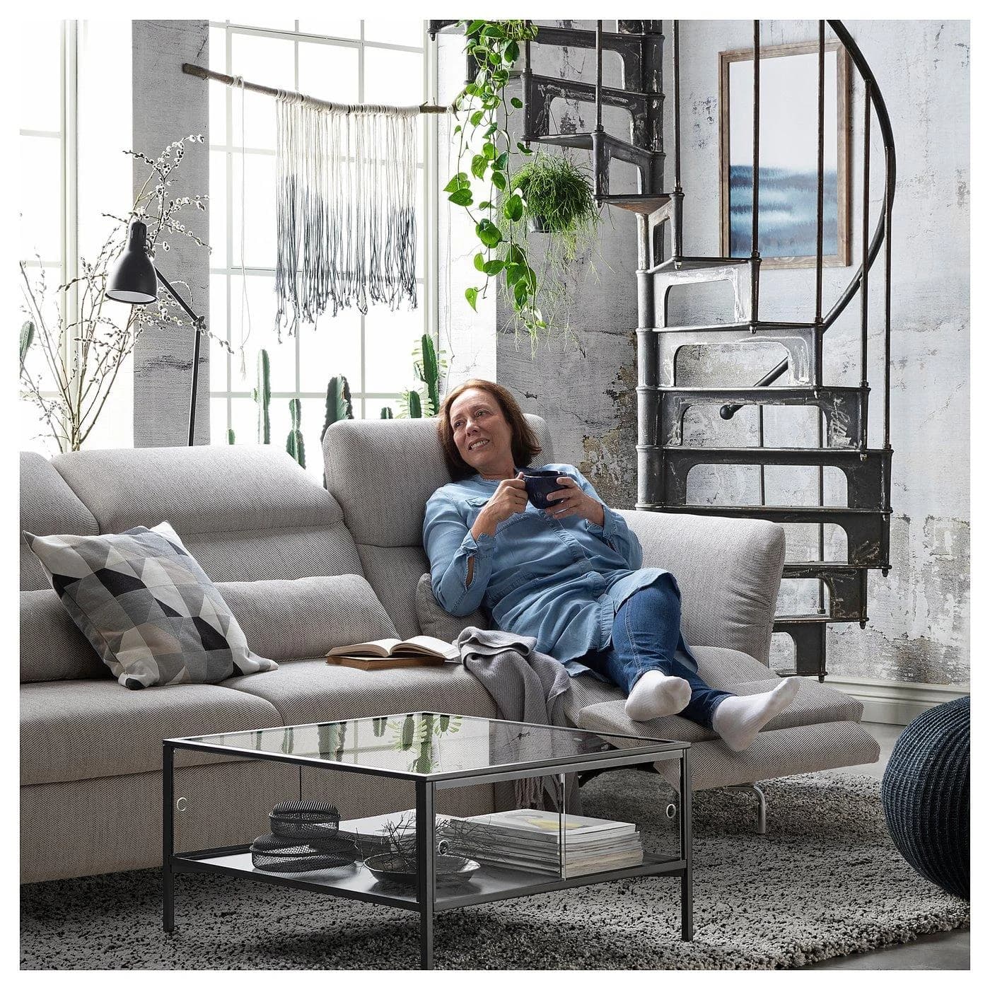 IKEA FAMMARP Ecksofa 5-sitzig mit elektrischem Ruhesessel Beige/Braun