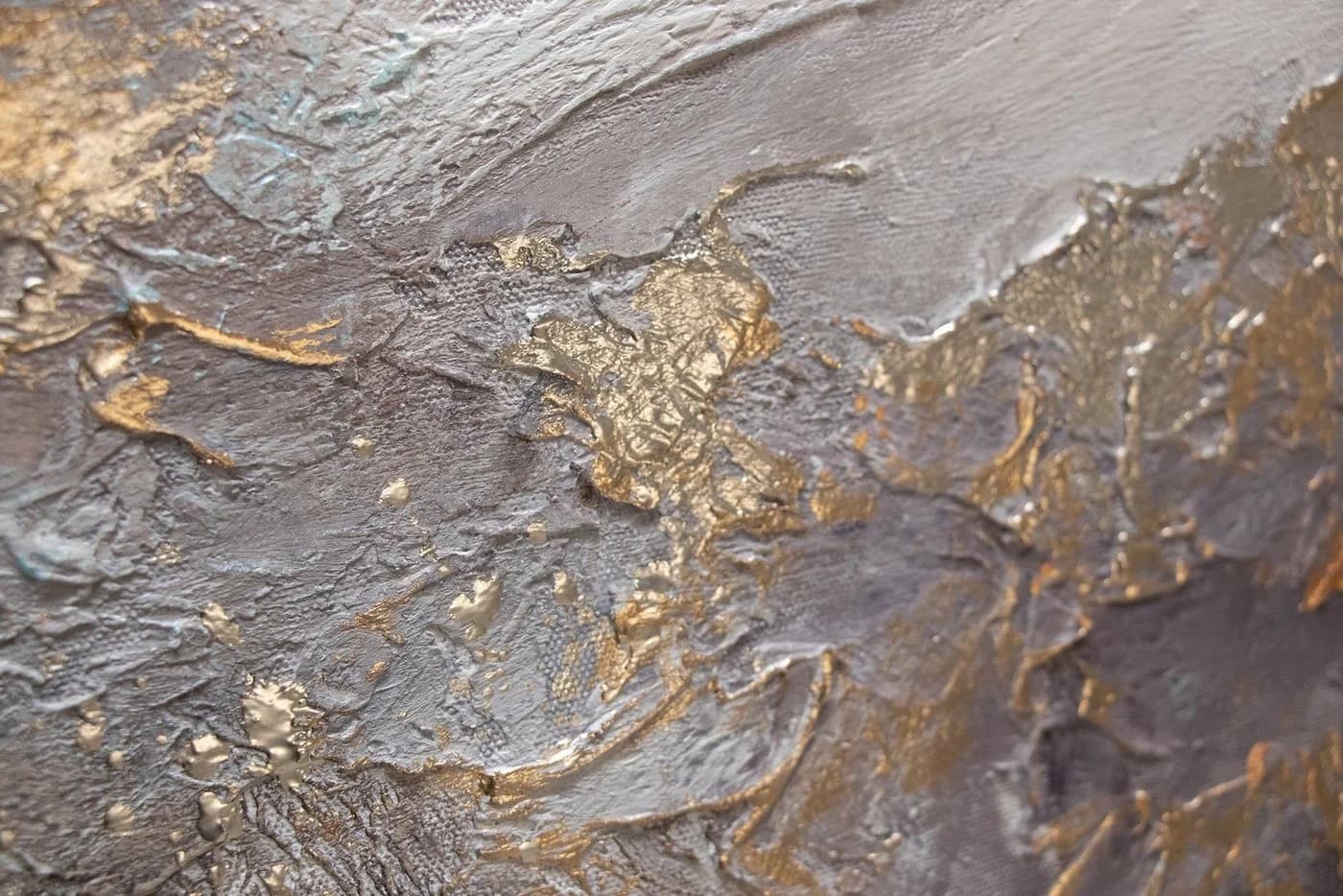 YS-Art Gemälde Relax Abstrakt Handgemalt Gold Lila Weiß