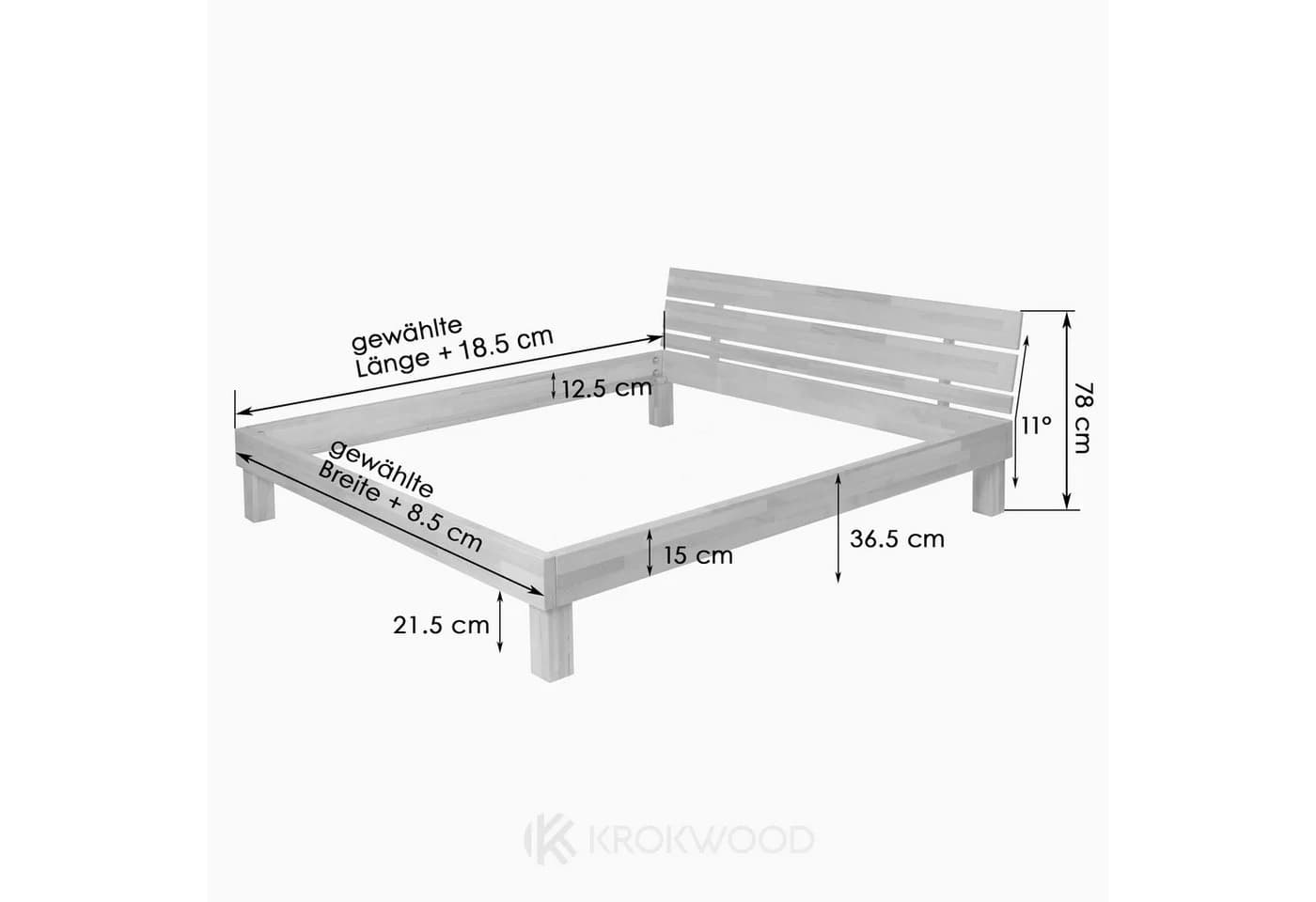 Valetta Massivholzbett Buche 45mm Kopfteil