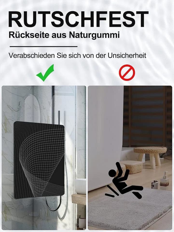 feinlux Badematte Rutschfest Schwarz 50x80cm Naturkautschuk