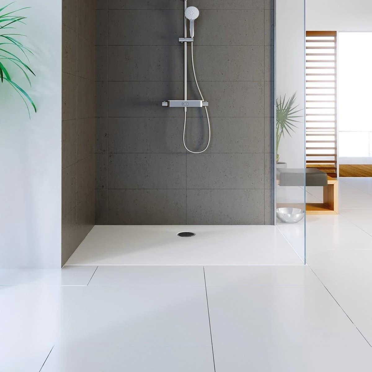 HSK Marmor-Polymer Duschwanne Plan Rechteck 90x120 cm Weiß