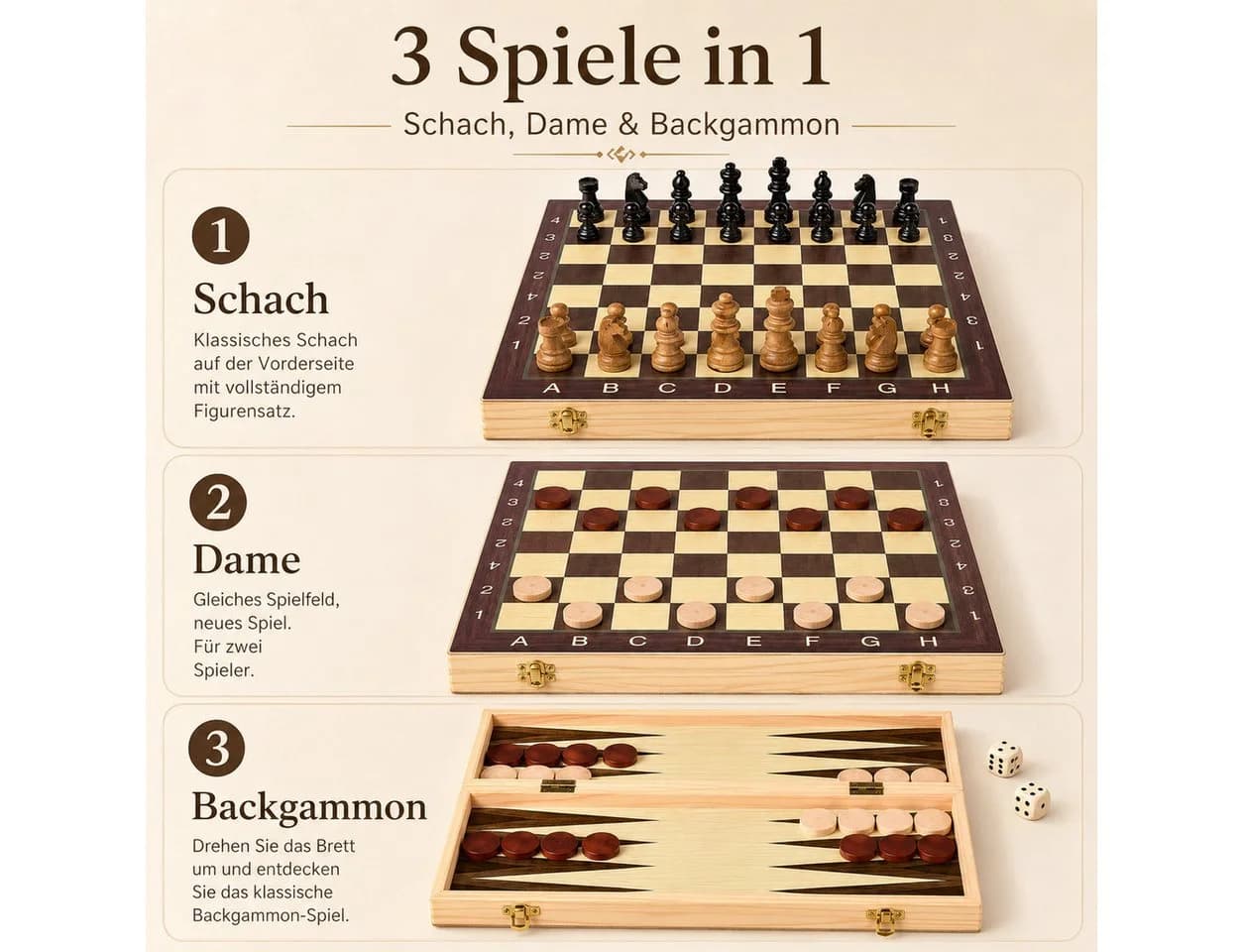 Luckice Magnetisches Schachspiel aus Holz mit Filz und Tragetasche