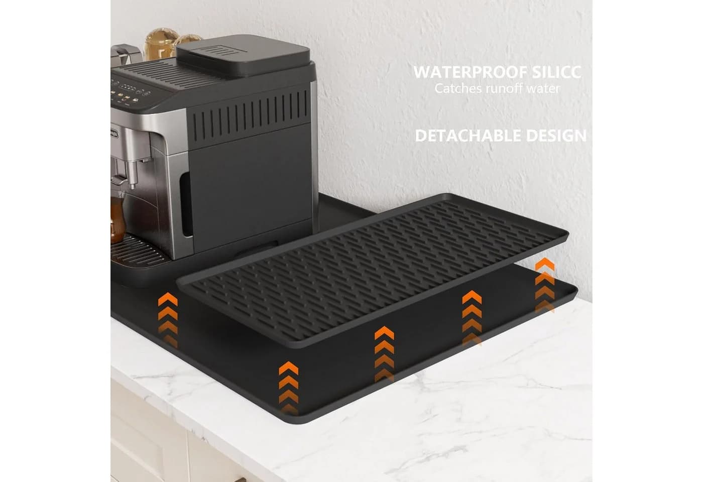 Fyrove Abtropfmatte Silikon Schwarz 2-in-1 Spillmatte
