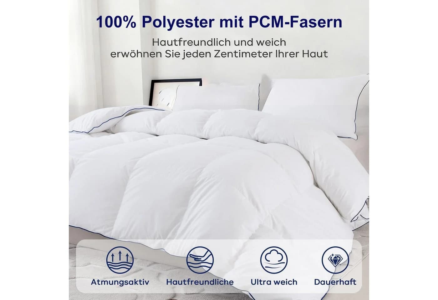 wohnTRAUM24 4-Jahreszeiten-Bettdecke Weiß Polyester PCM-Fasern