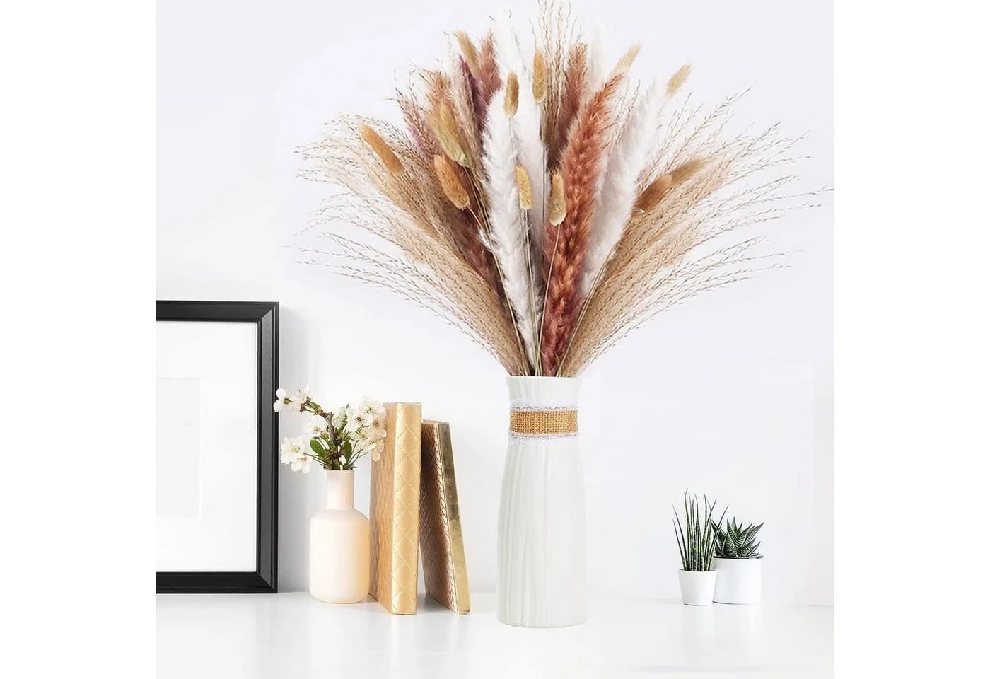 Pampasgras Trockenblumen 75 Stück Braun/Weiß 45 cm wohnTRAUM24