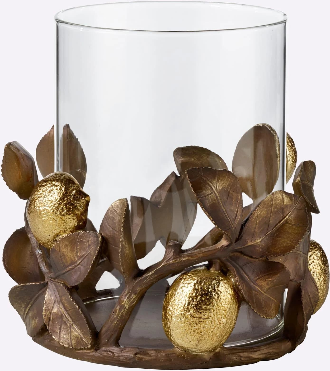 HEINE HOME Windlicht Braun Goldfarben Polyresin Glaszylinder