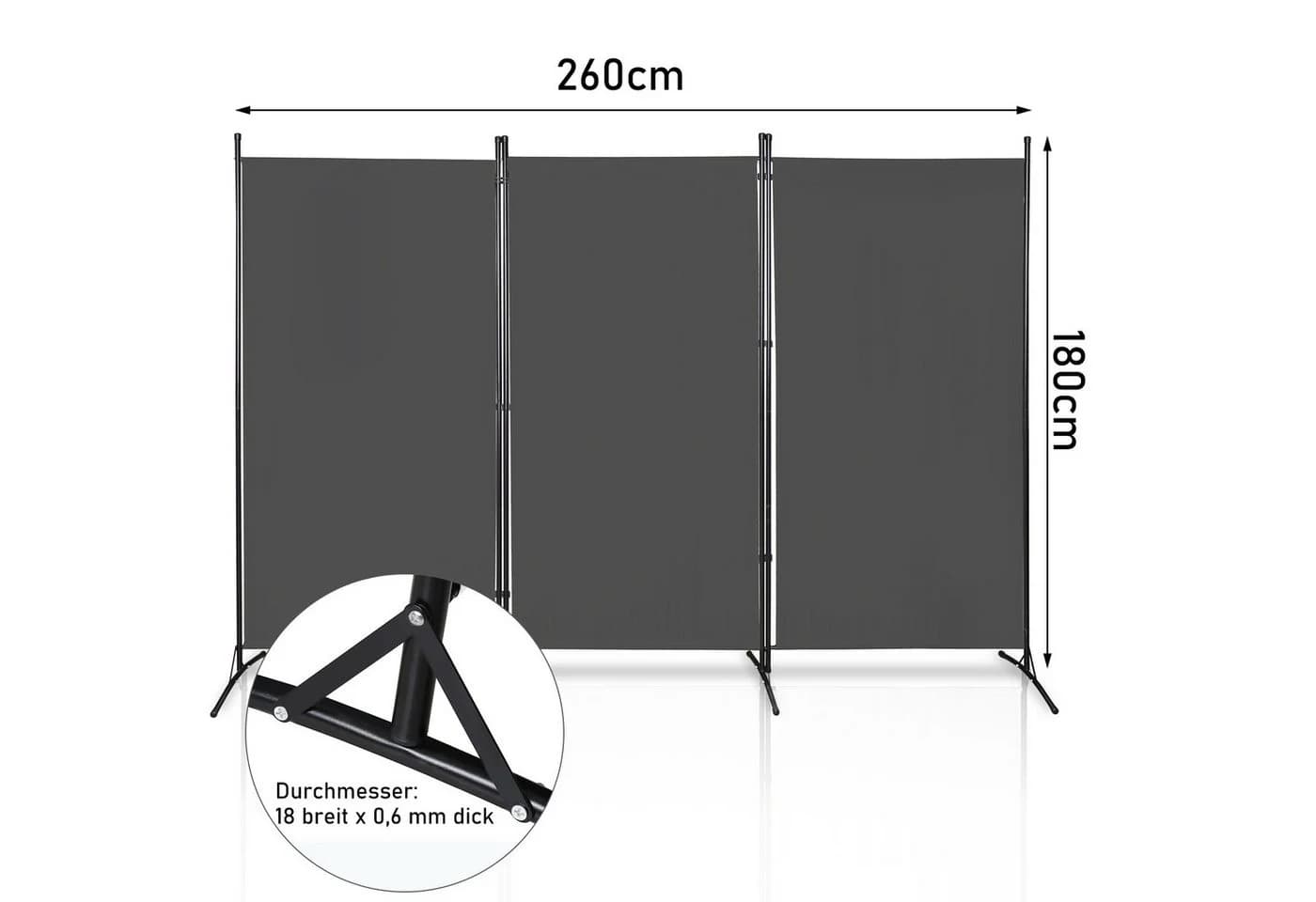 Clanmacy Paravent Sichtschutz Raumteiler Metall Beige/Schwarz