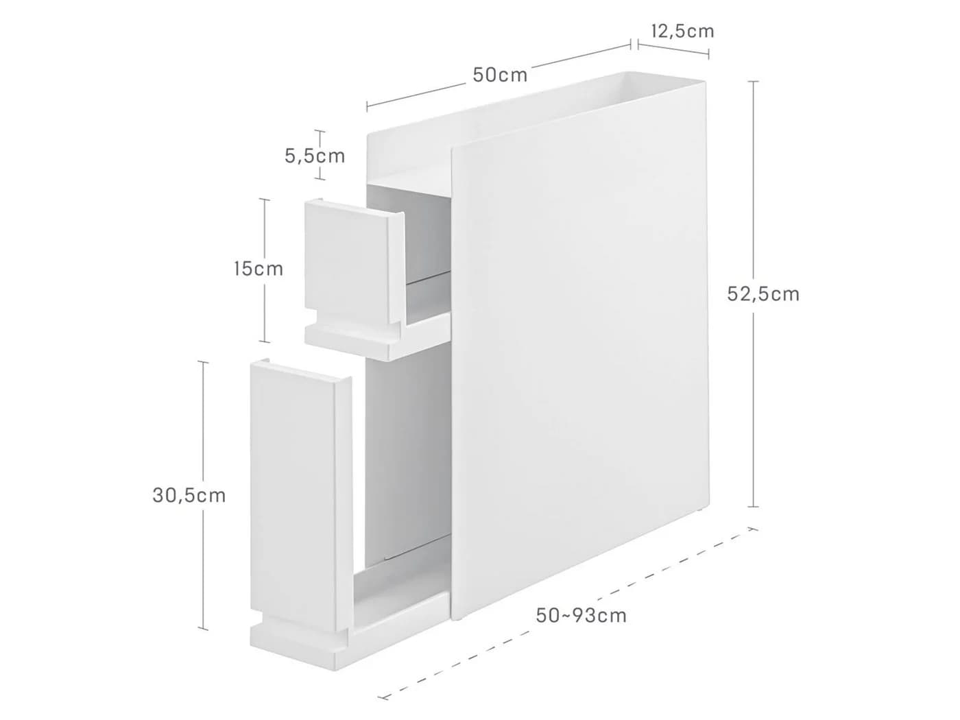 Yamazaki Küchenregal "Tower" Küchenablage 50x52x12cm mit 2 Auszügen, platzsparend, als Gewürzregal in der Küche, schmal, Metall Regal