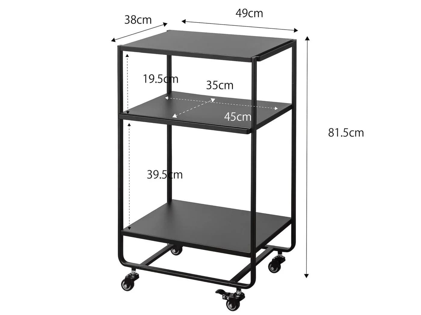 Yamazaki Küchenwagen Tower 3 Ebenen Metall Schwarz Rollen