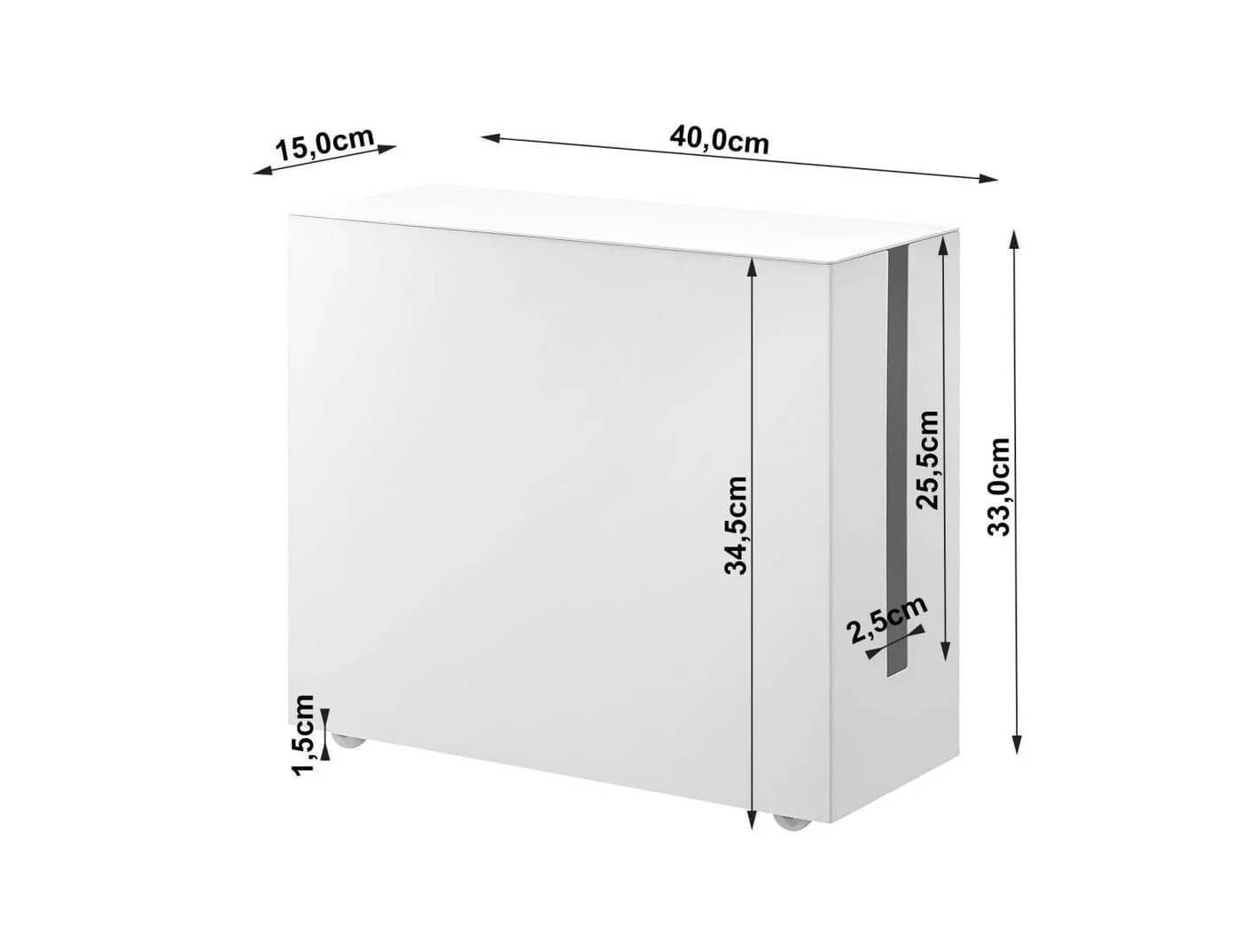 Yamazaki Kabelbox Tower groß mit Rollen aus Metall Weiß