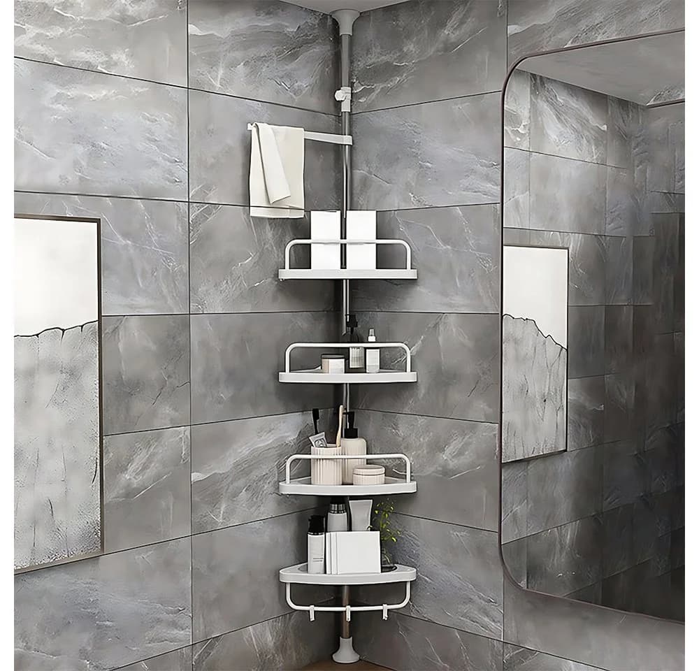 JEOBEST Duschablage Duschregal Edelstahl, höhenverstellbar 105-310cm