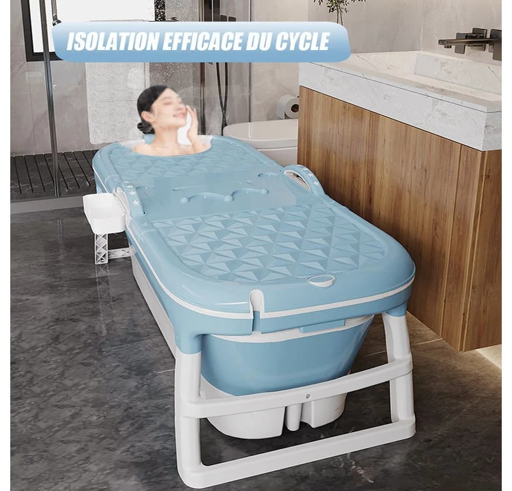 JEOBEST Faltbare Badewanne Erwachsene Blau mit Nackenstütze