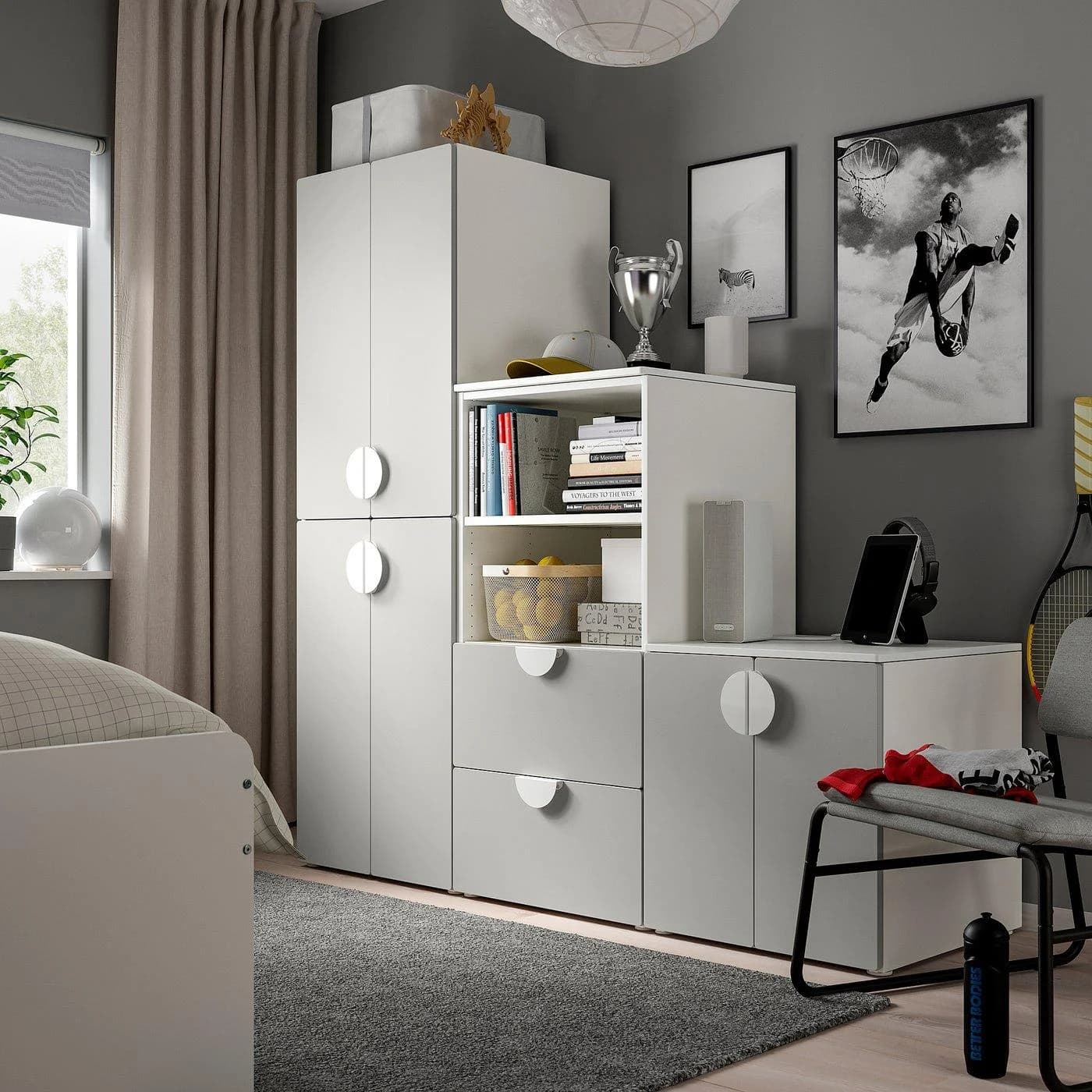 IKEA SMÅSTAD / PLATSA Aufbewahrungskombi Weiß Grau