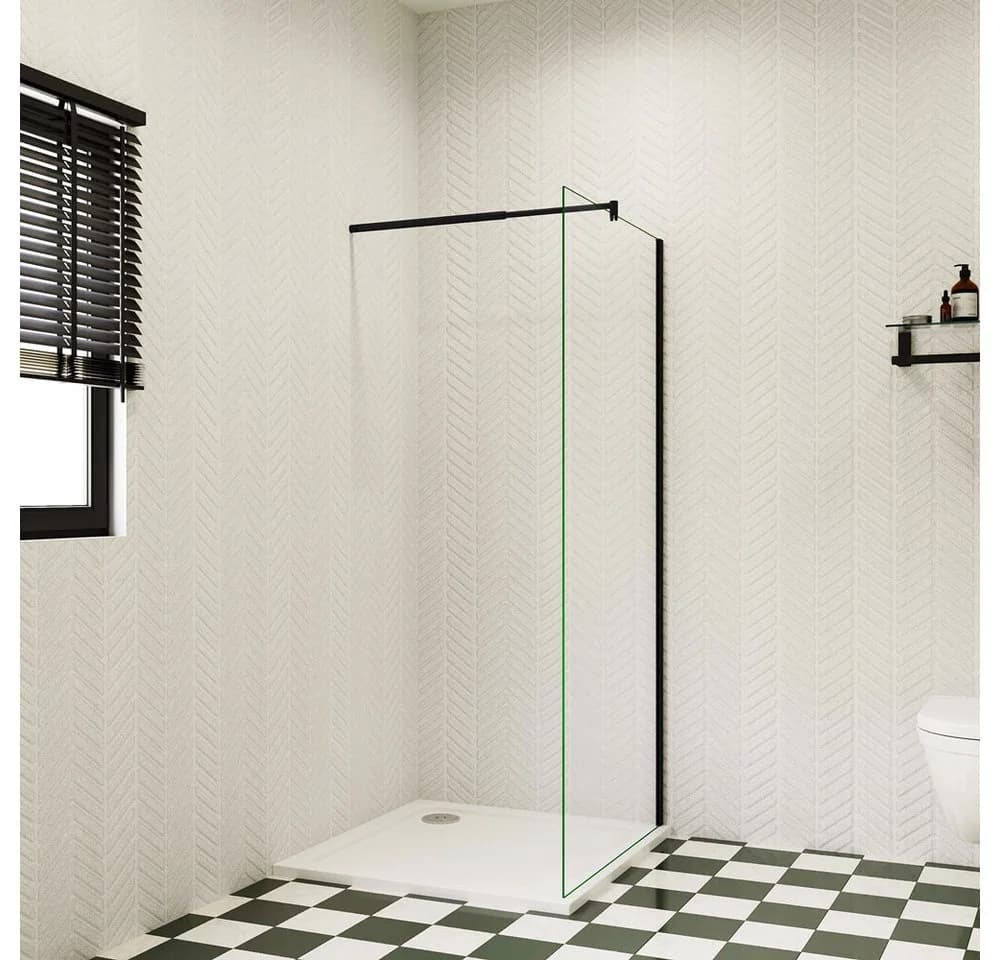duschspa Duschwand 185cm ESG Nano Glas Schwarz