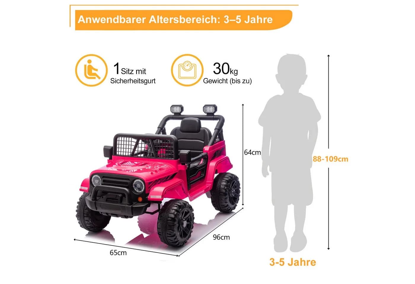 LALAHO Elektro-Kinderauto mit 2,4 GHz Fernbedienung