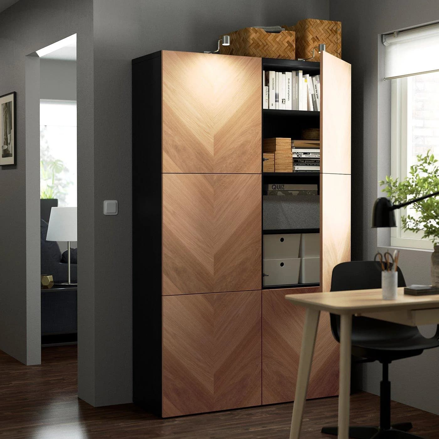 IKEA BESTÅ Aufbewahrung mit Türen Schwarzbraun Eichenfurnier