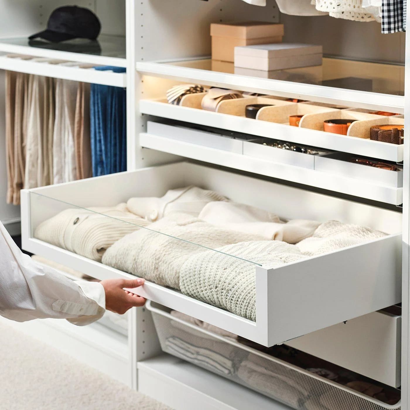 IKEA KOMPLEMENT Schublade mit Glasfront Weiß
