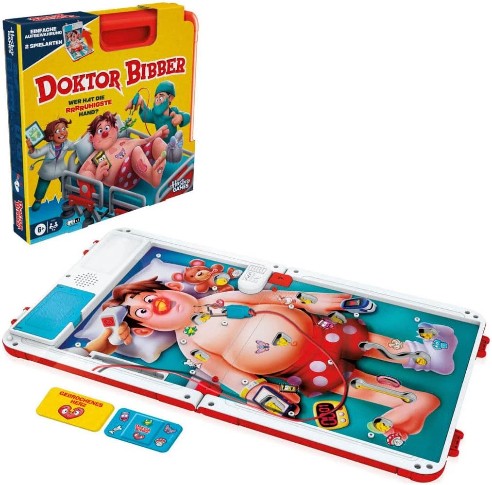 Hasbro Spiel Doktor Bibber - Kinderspiel mit 2 Modi & Tragebox