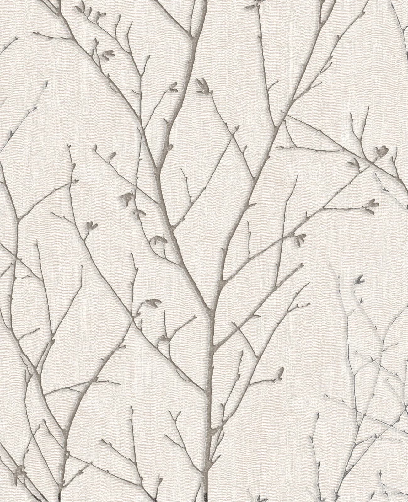 Boutique Vliestapete Water Silk Sprig ivory Weiß/Silber