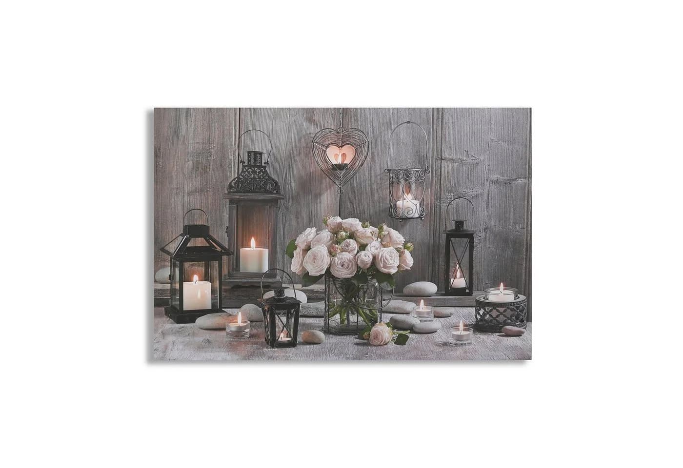 Art for the Home LED-Bild Cosy Kerzen Braun Modern