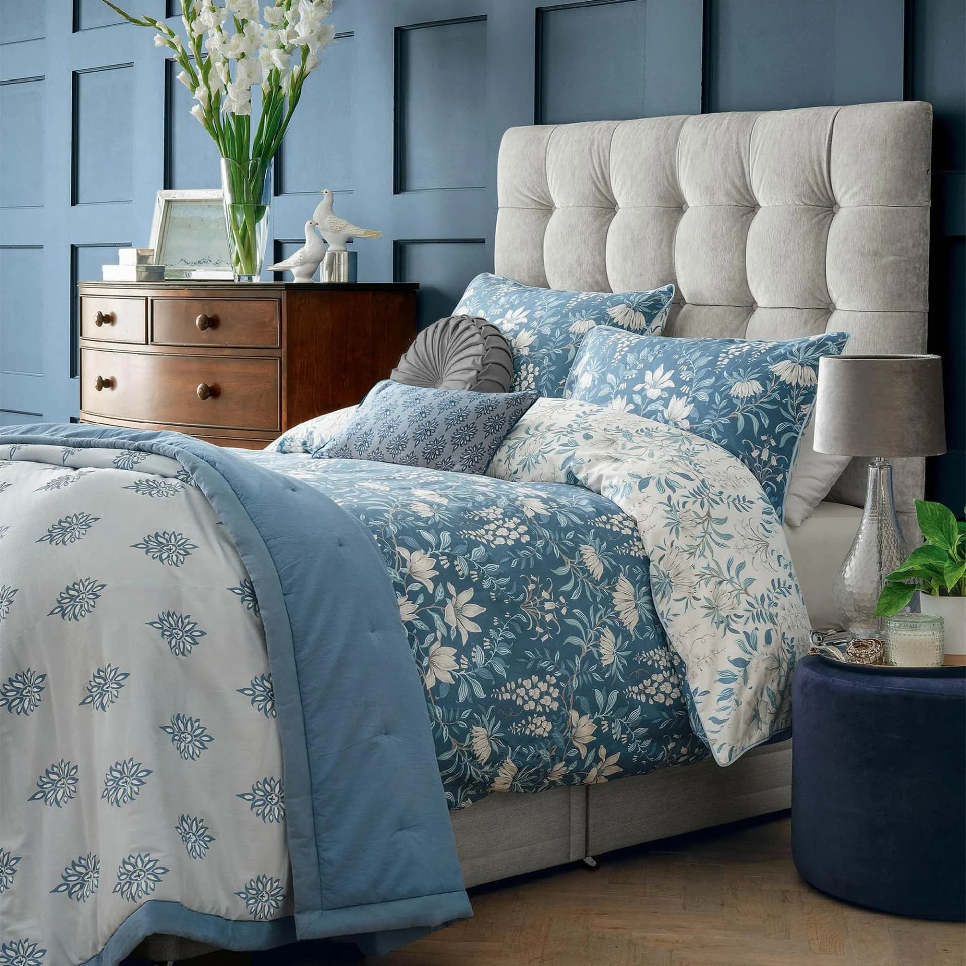 Wendebettwäsche LAURA ASHLEY Parterre Floral Blau