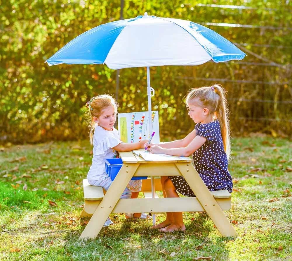 TP Toys Campingtisch Matschtisch Tiger mit Sonnenschirm