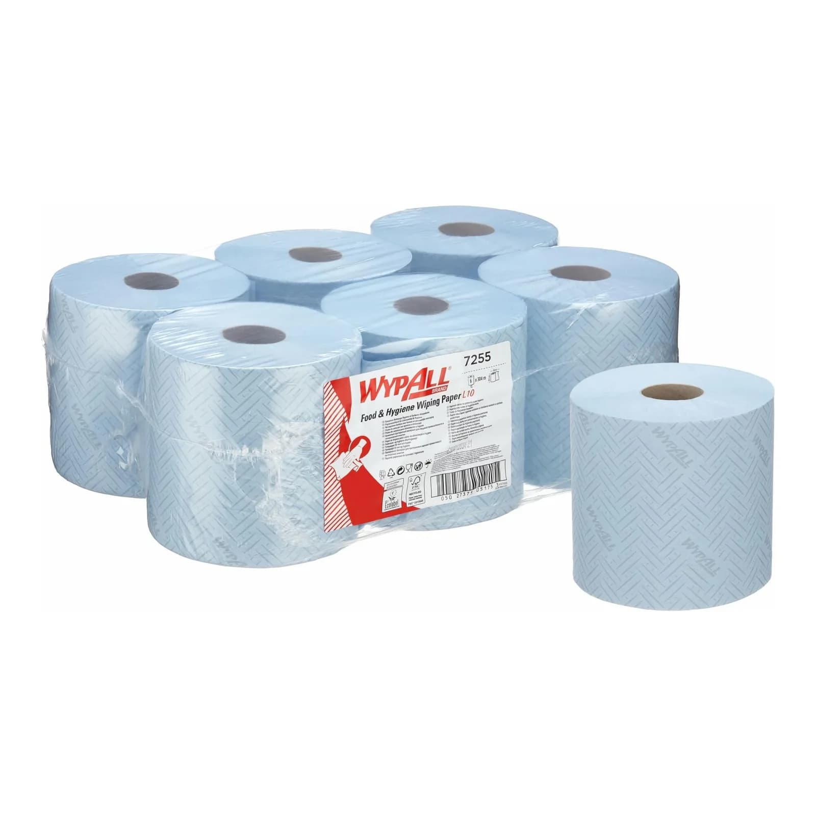 WypAll L10 Papierreinigungstücher für Lebensmittel + Hygiene, 6 Rollen x 800 Tücher