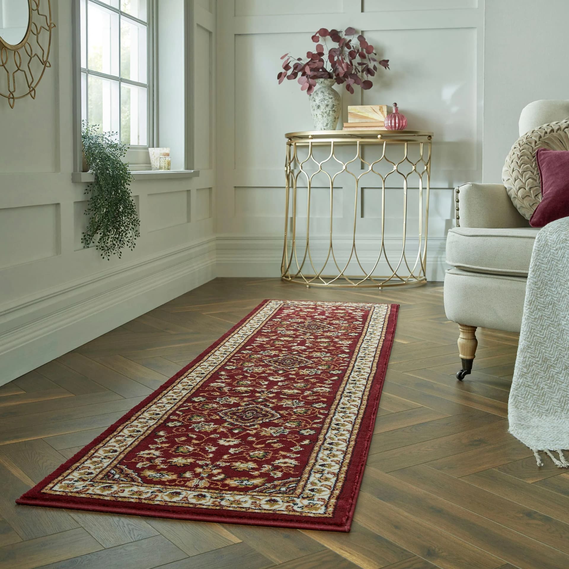 FLAIR RUGS Sherborne Läufer Rot Orientalisch Vintage