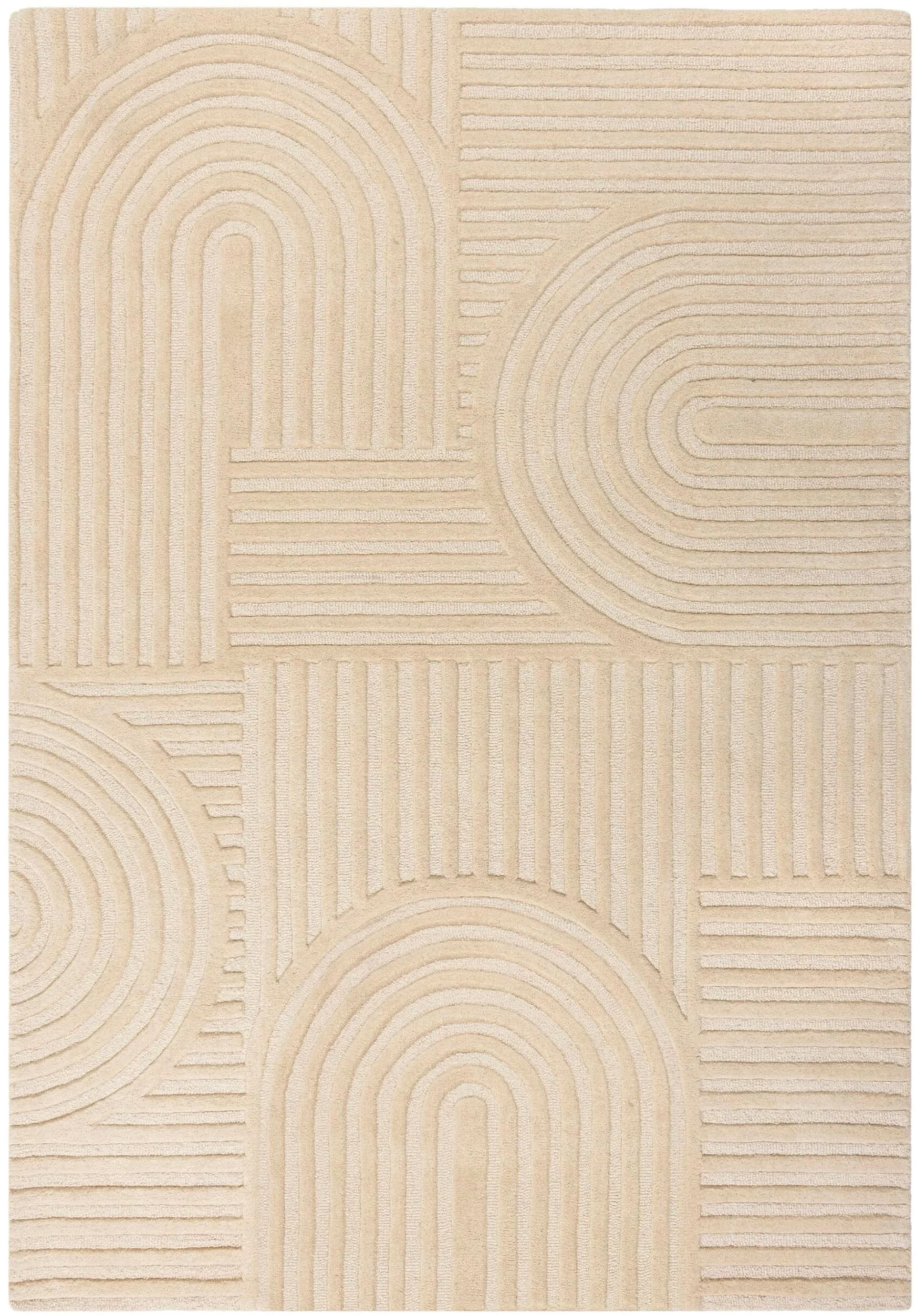 FLAIR RUGS ZEN GARDEN Teppich Beige 100% Wolle Handgetuftet