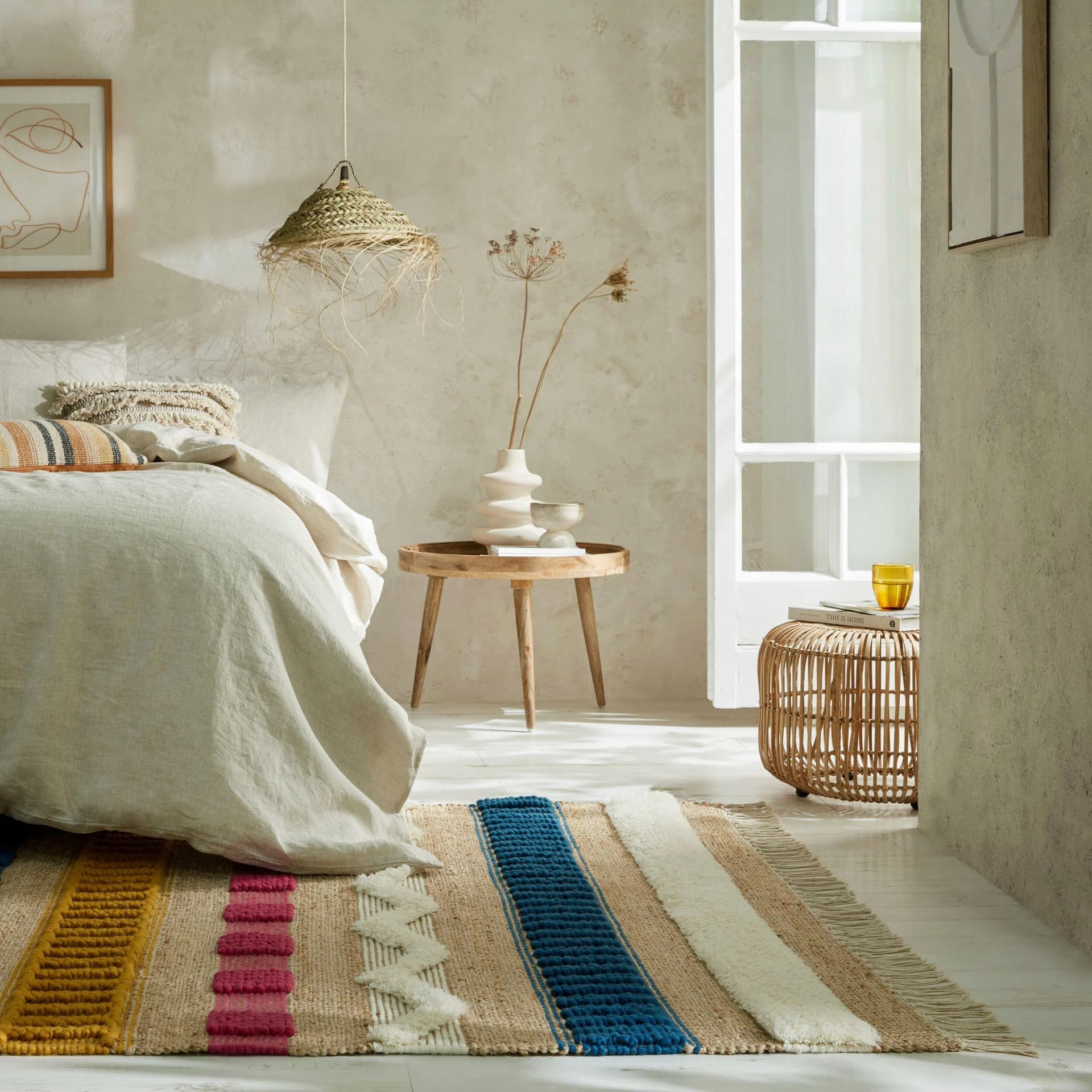 FLAIR RUGS Medina Teppich Bunt Abstraktes Streifenmuster Handgewebt