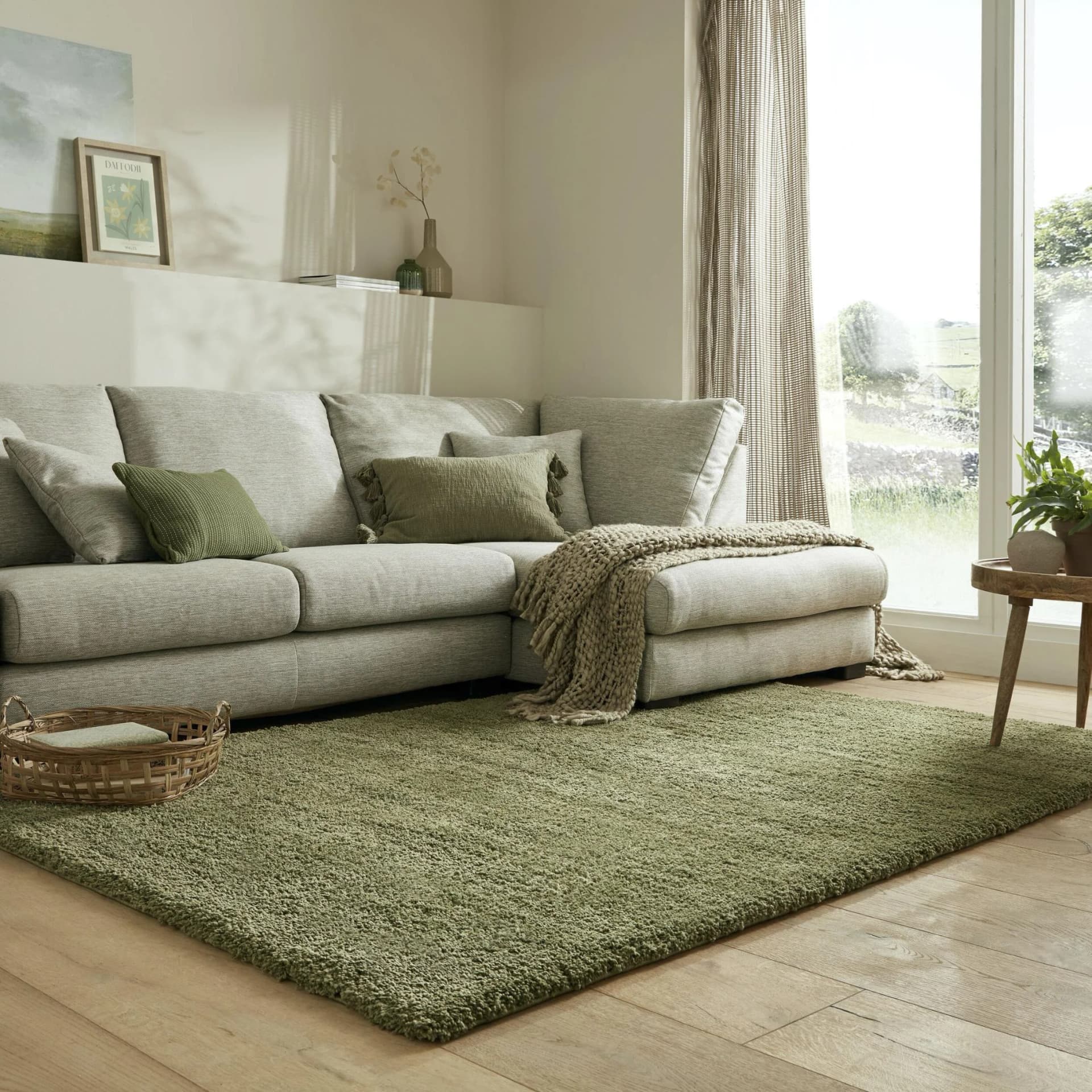 Hochflor-Teppich Feather Soft Grün 160x230 cm