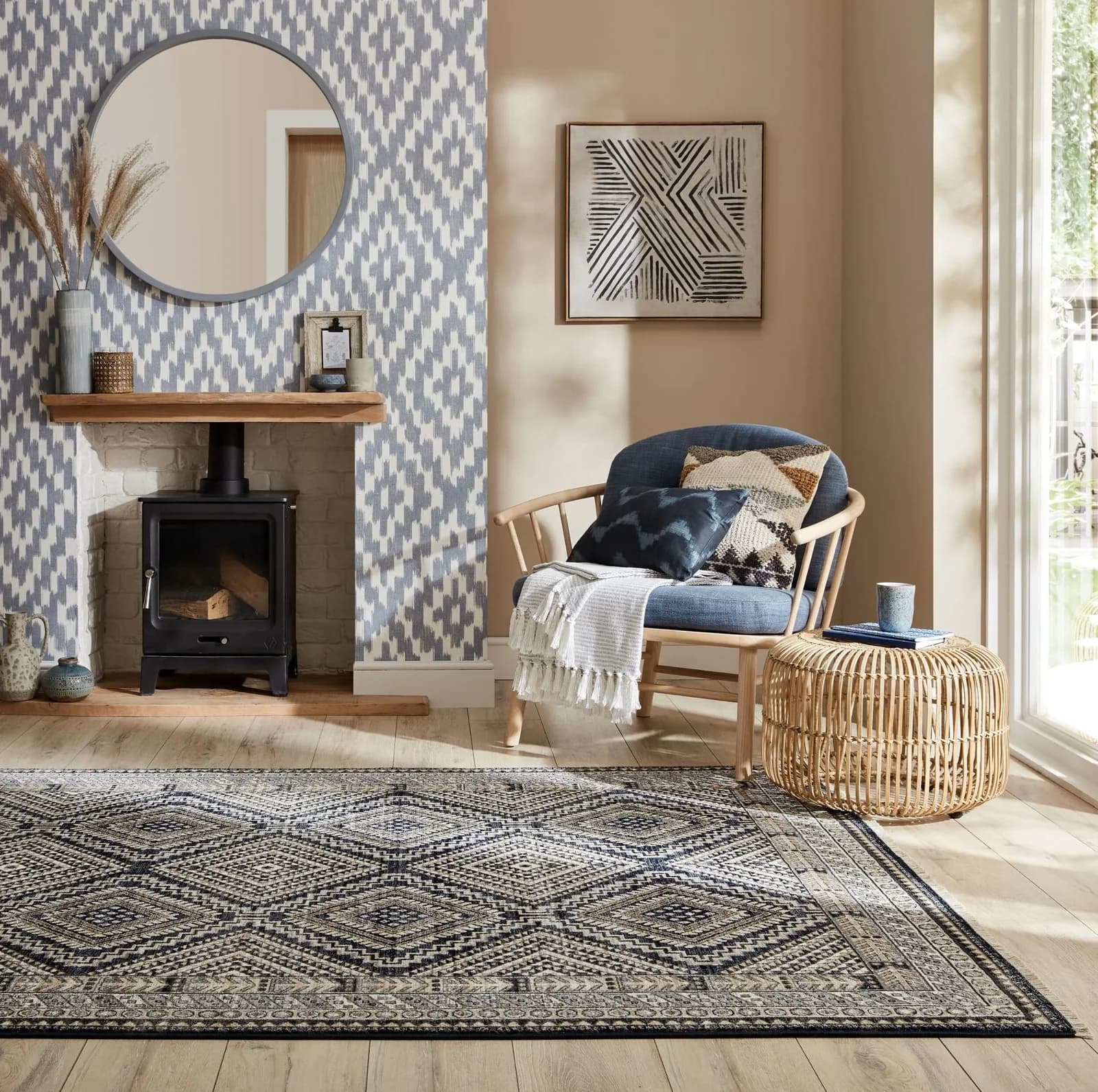 FLAIR RUGS Arianna Jute-Blumenteppich Beige Vintage