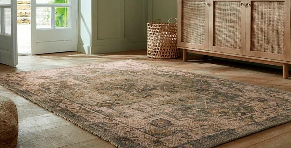 FLAIR RUGS Teppich Selena Jute Grün Vintage