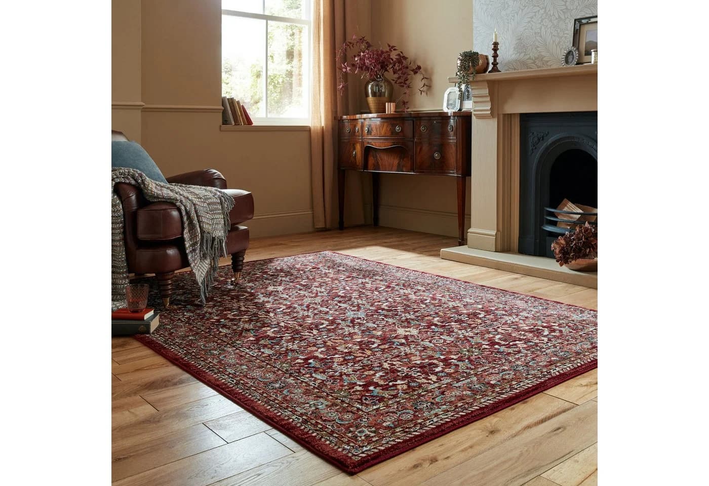 FLAIR RUGS Sandford Vintage gemusterter Teppich Rot