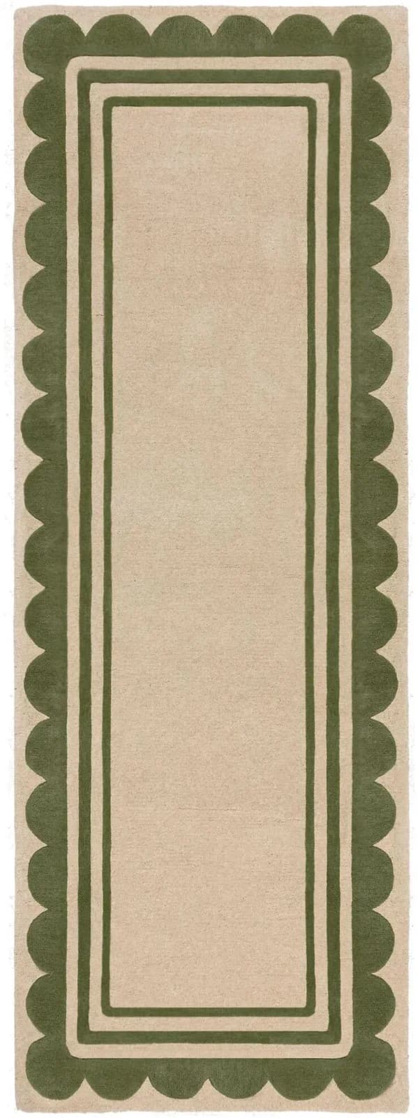 FLAIR RUGS Wollteppich Lois mit Jakobsmuschelbordüre Grün