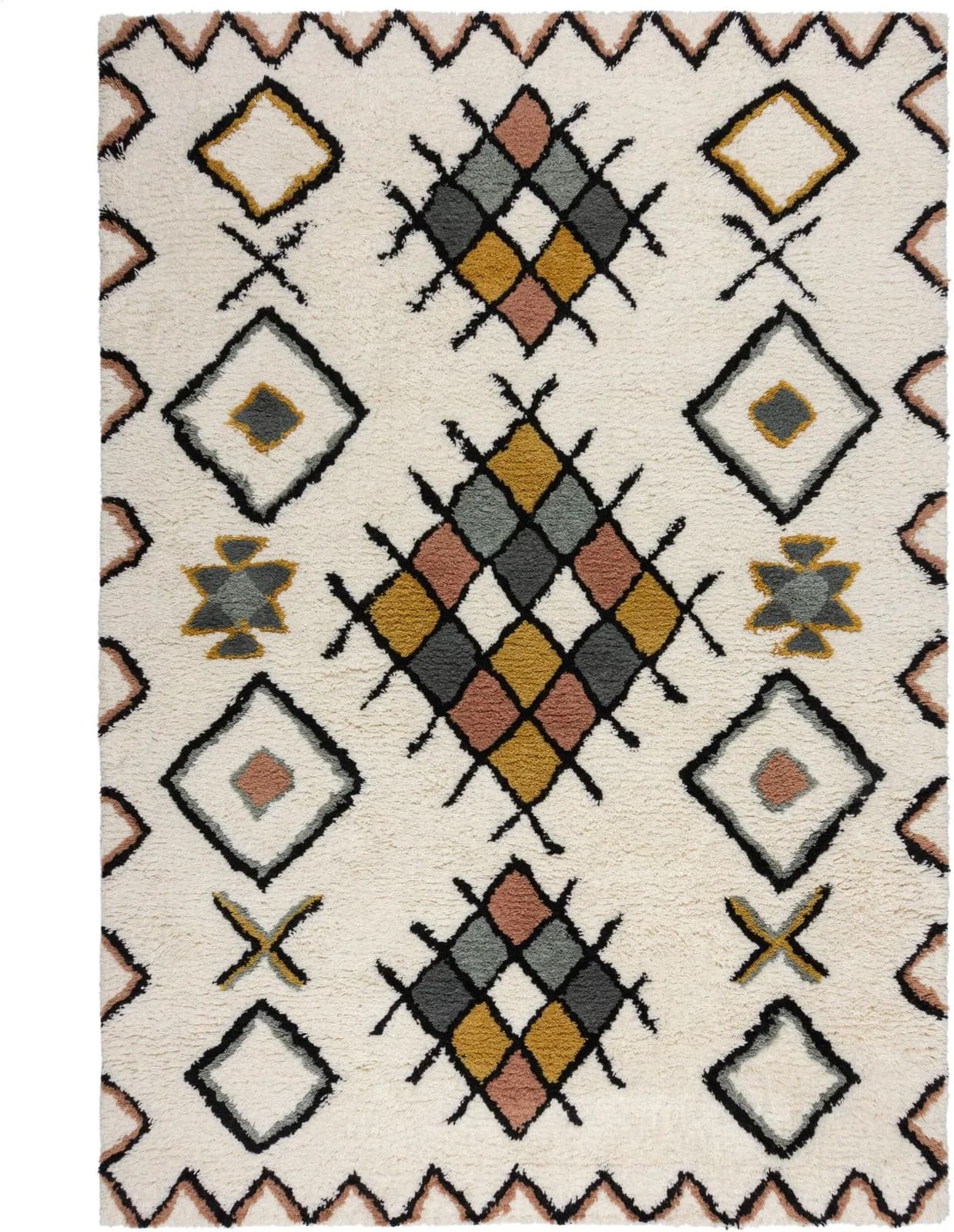 Bunter Shaggy-Berber-Teppich aus Wolle