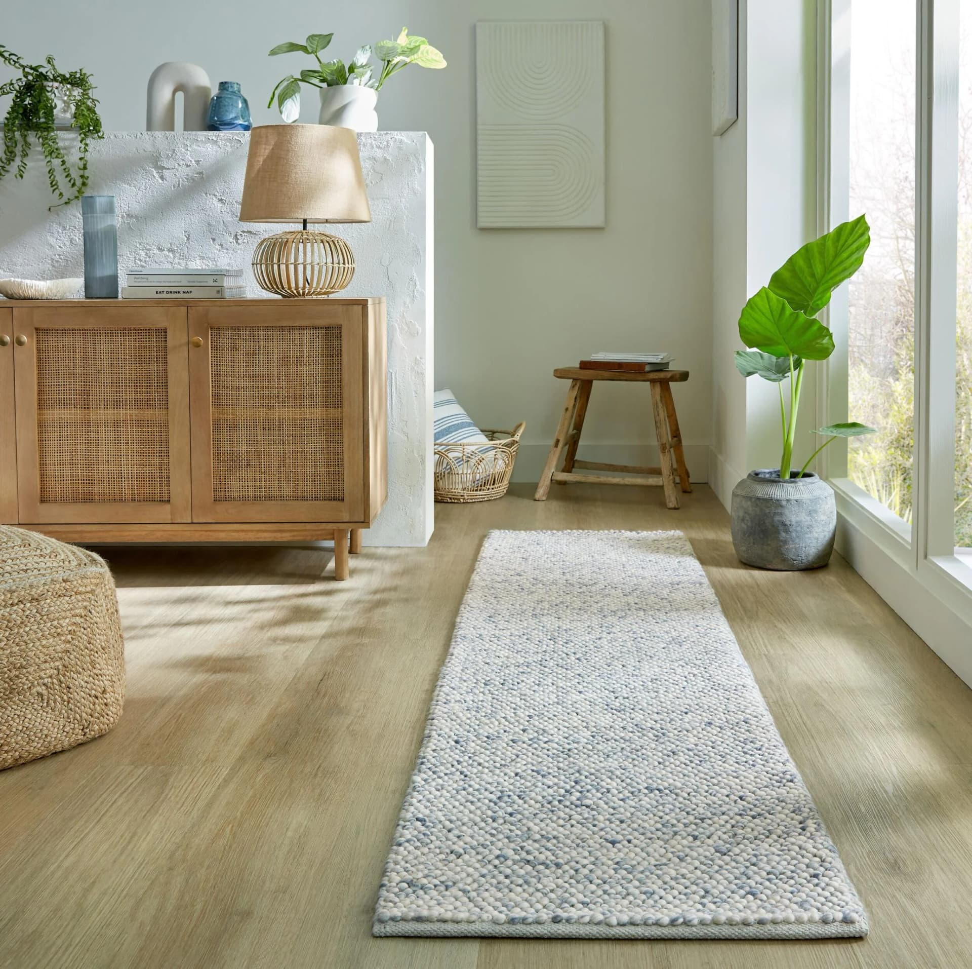 FLAIR RUGS Minerals Teppich Blau Handgewebt Noppeneffekt