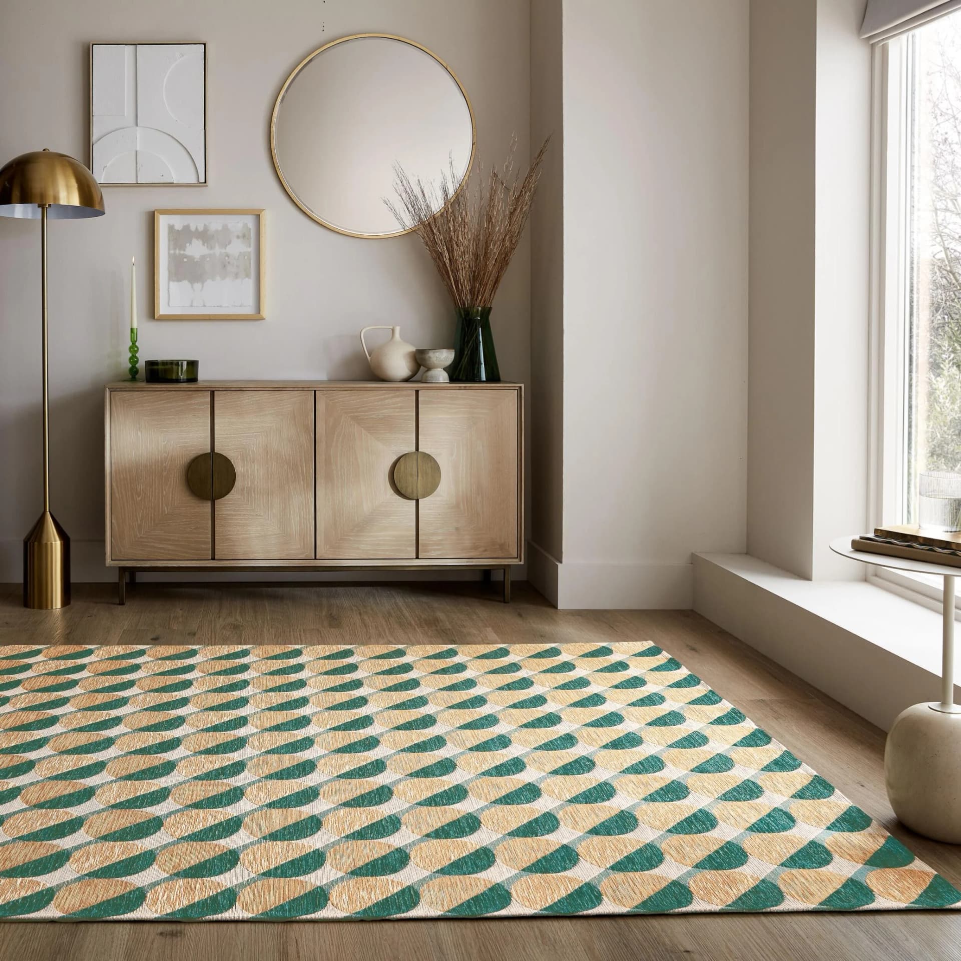 Flair Rugs Carlos Geo Teppich Grün Retro Design