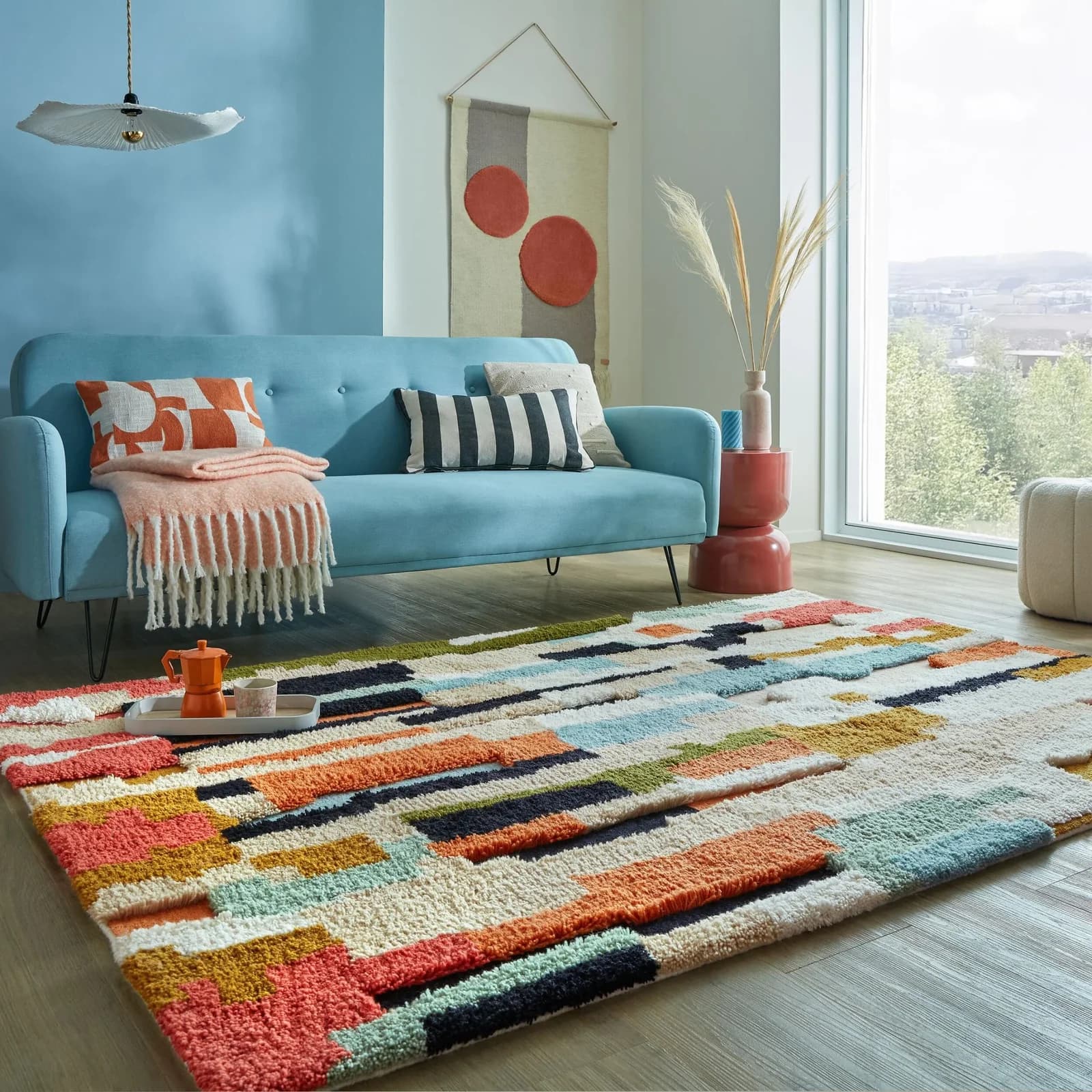 FLAIR RUGS Wollteppich Zagora Shaggy Bunt Geometrisch