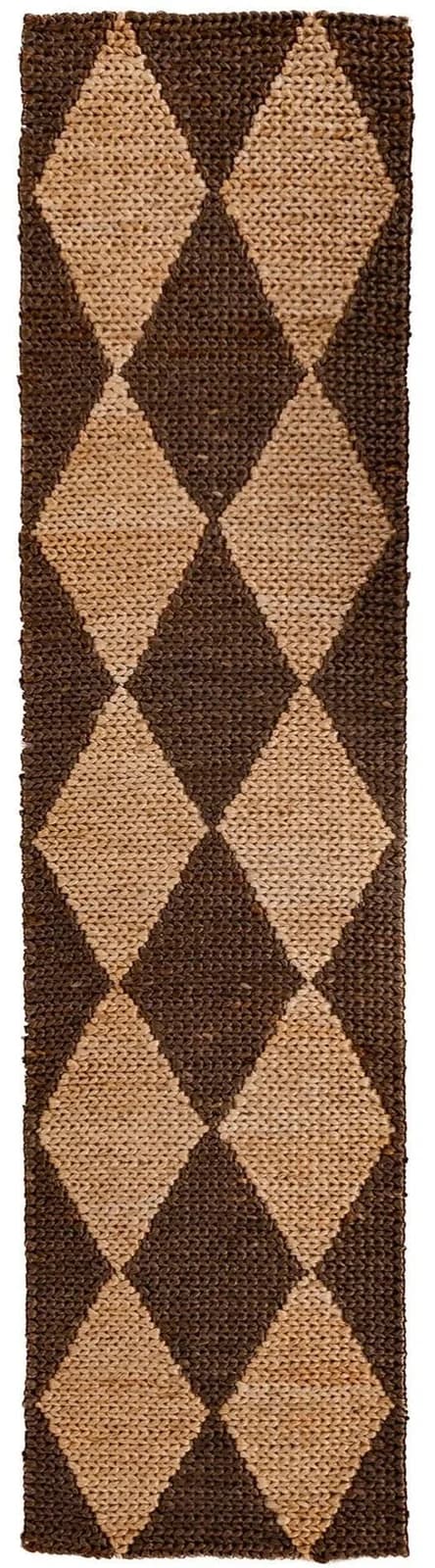 FLAIR RUGS Effie Diamond Teppich Braun 80x230cm Jute Baumwolle