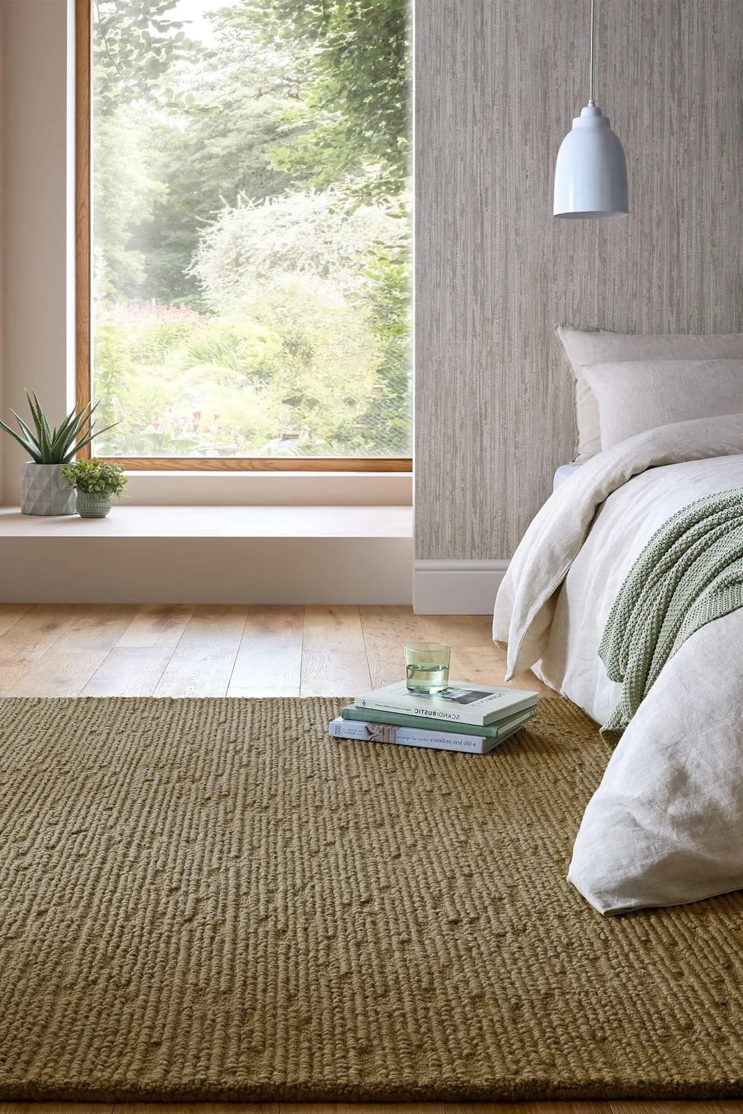 Wollteppich FLAIR RUGS Harris Boucle Grün