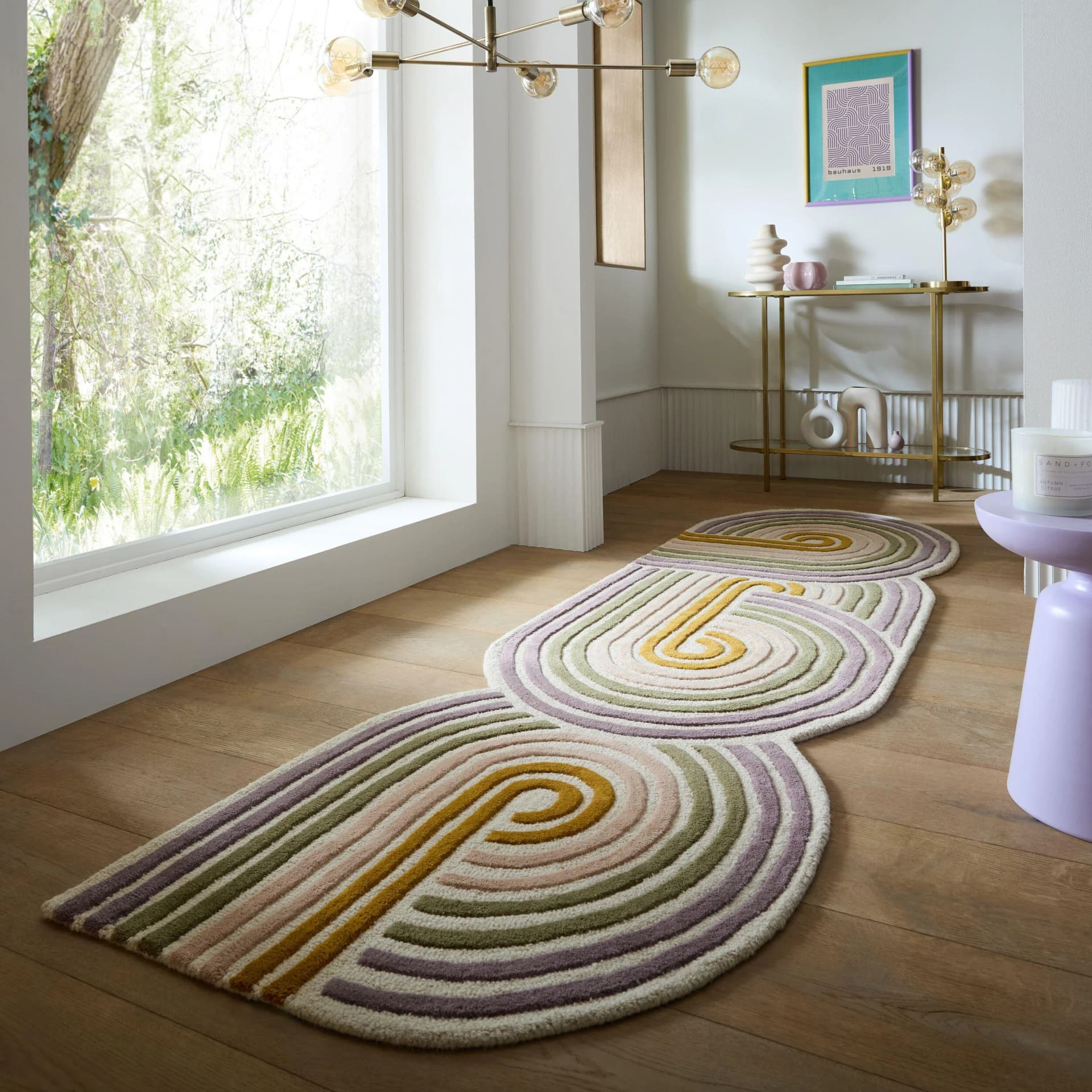 FLAIR RUGS Spiral Teppich Grün Handgetuftet 100% Wolle