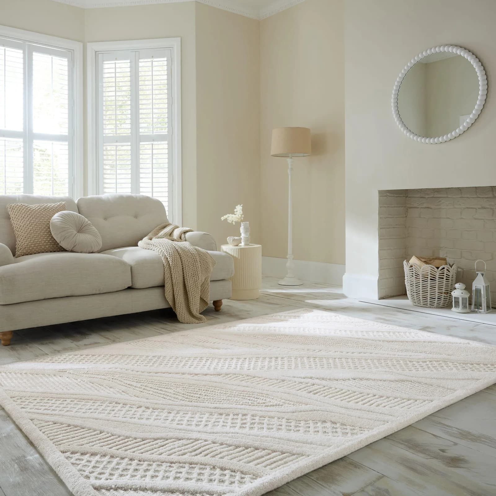 FLAIR RUGS Sculptured Abstract Teppich Weiß Handgetuftet