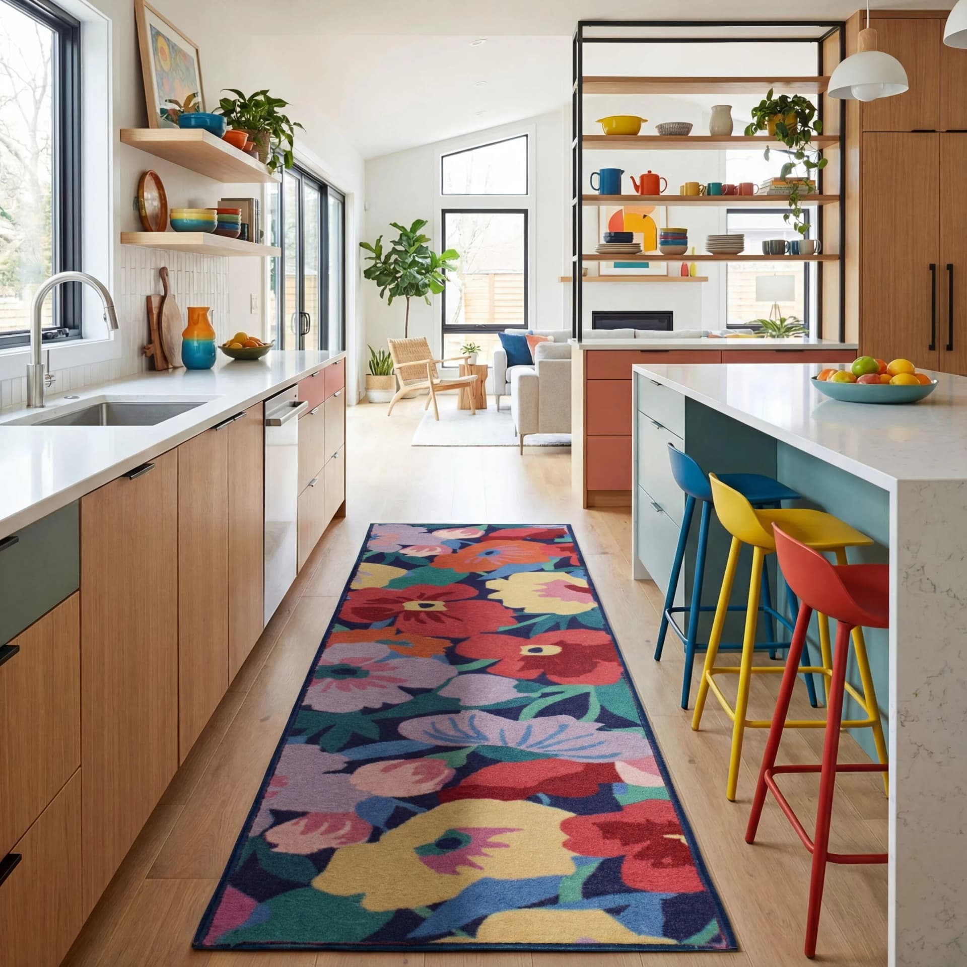 FLAIR RUGS Teppich Cut Out Floral Mehrfarbig Wollmischung