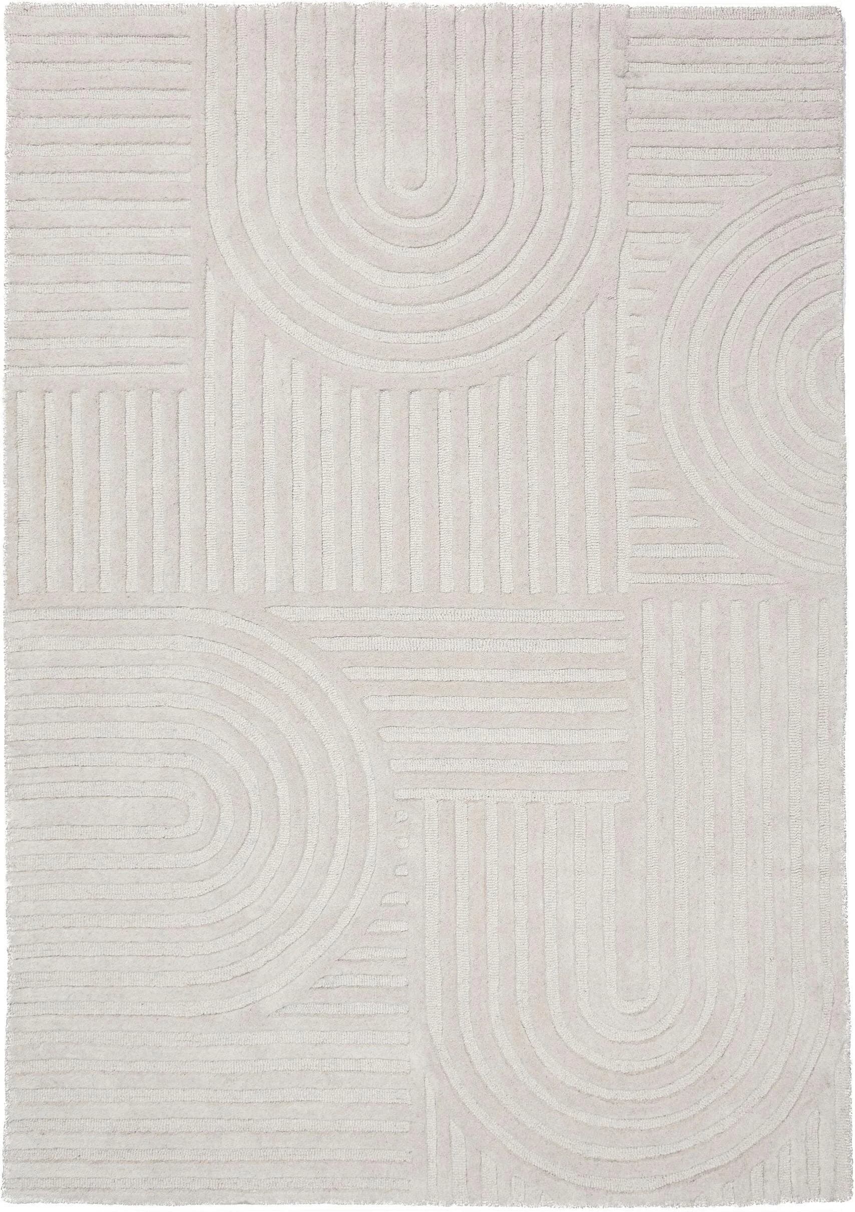 FLAIR RUGS ZEN GARDEN Teppich Ivory 100% Wolle Hoch-Tief-Effekt