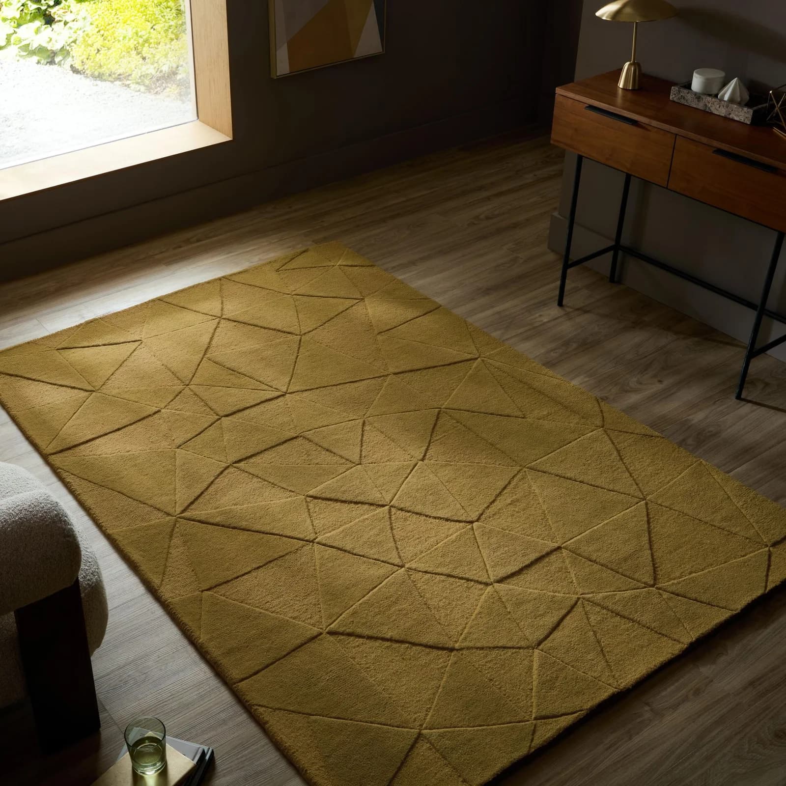 FLAIR RUGS SHARD Teppich Gold 100% Wolle Handgetuftet
