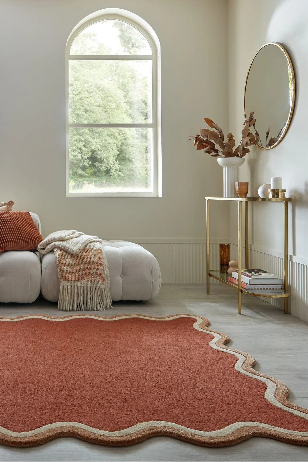 FLAIR RUGS Rivo Wollteppich Terrakotta Handgetuftet